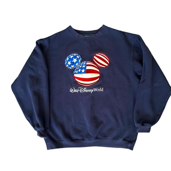 Disney Tops - Walt Disney 90s vintage USA flag embroidered sweatshirt size medium